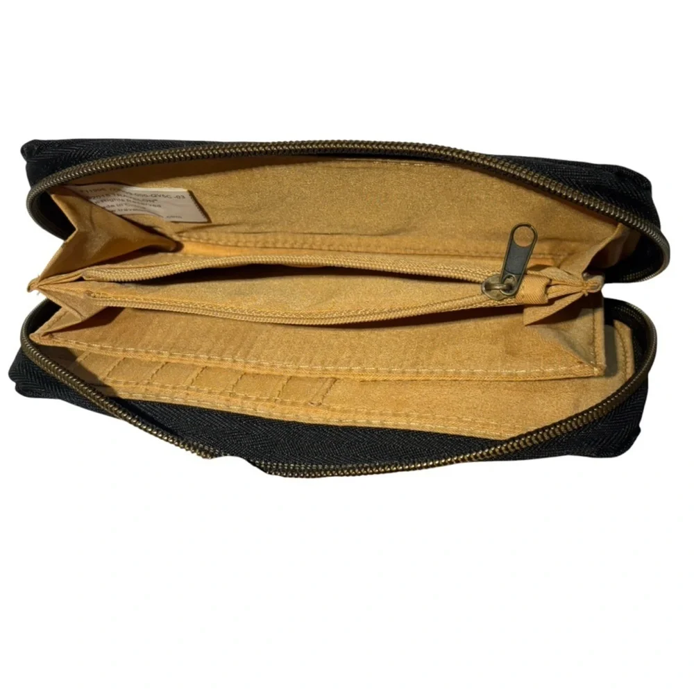 Travelon Black RFID Blocking Wristlet Wallet with Gold Details